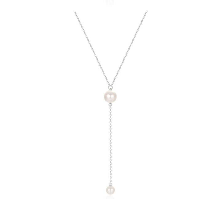 S925 Silver Y-shaped Pearl Necklace