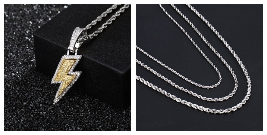 Colgante Hip Hop Rayo Superventas Microincrustaciones Circonita Hip Hop Moda Joyería Hip Hop de Tendencia