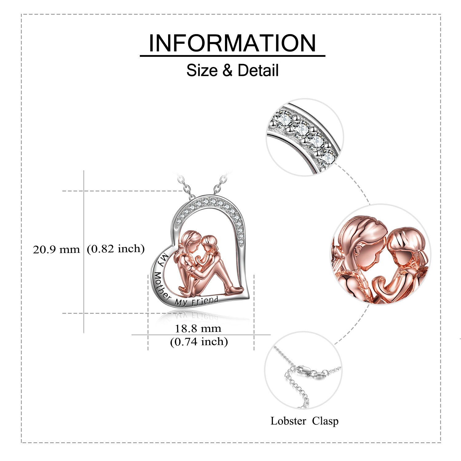Mutter-Tochter-Halskette 925 Sterling Silber Gravur "Meine Mutter, meine Freundin" Schmuck Muttertagsgeschenke Geburtstagsgeschenke für Mama von Tochter