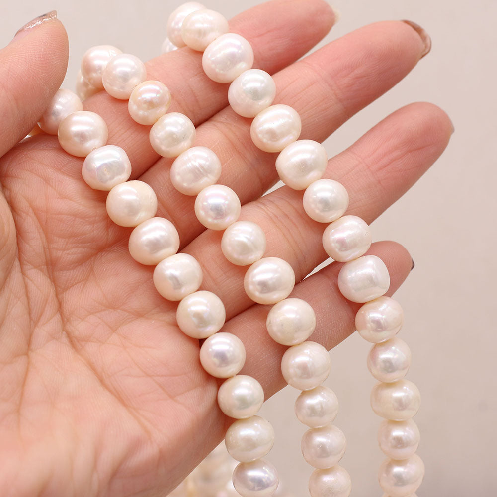 Hilo de cuentas perforadas de perlas de agua dulce naturales