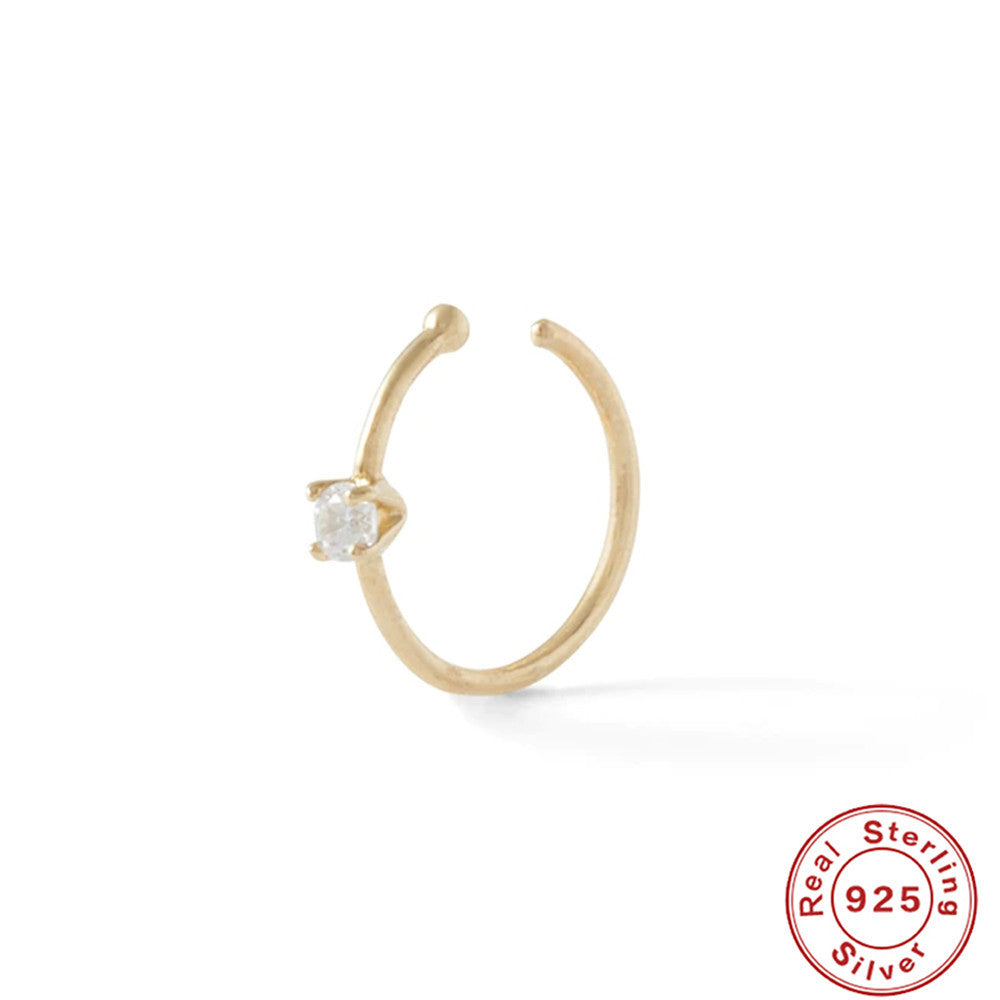 Anillo de Nariz de Plata Esterlina con Diamantes para Piercings Corporales