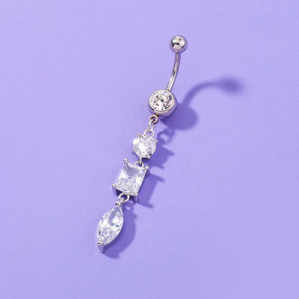 Joyas de perforación corporal de circonitas brillantes para mujer, estilo clavo largo para ombligo