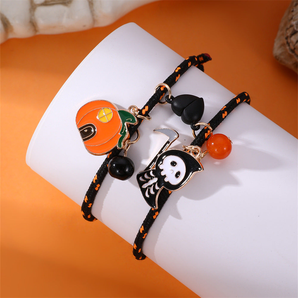 Pulsera de Halloween Calabaza Fantasma Amor Pulsera Magnética para Parejas