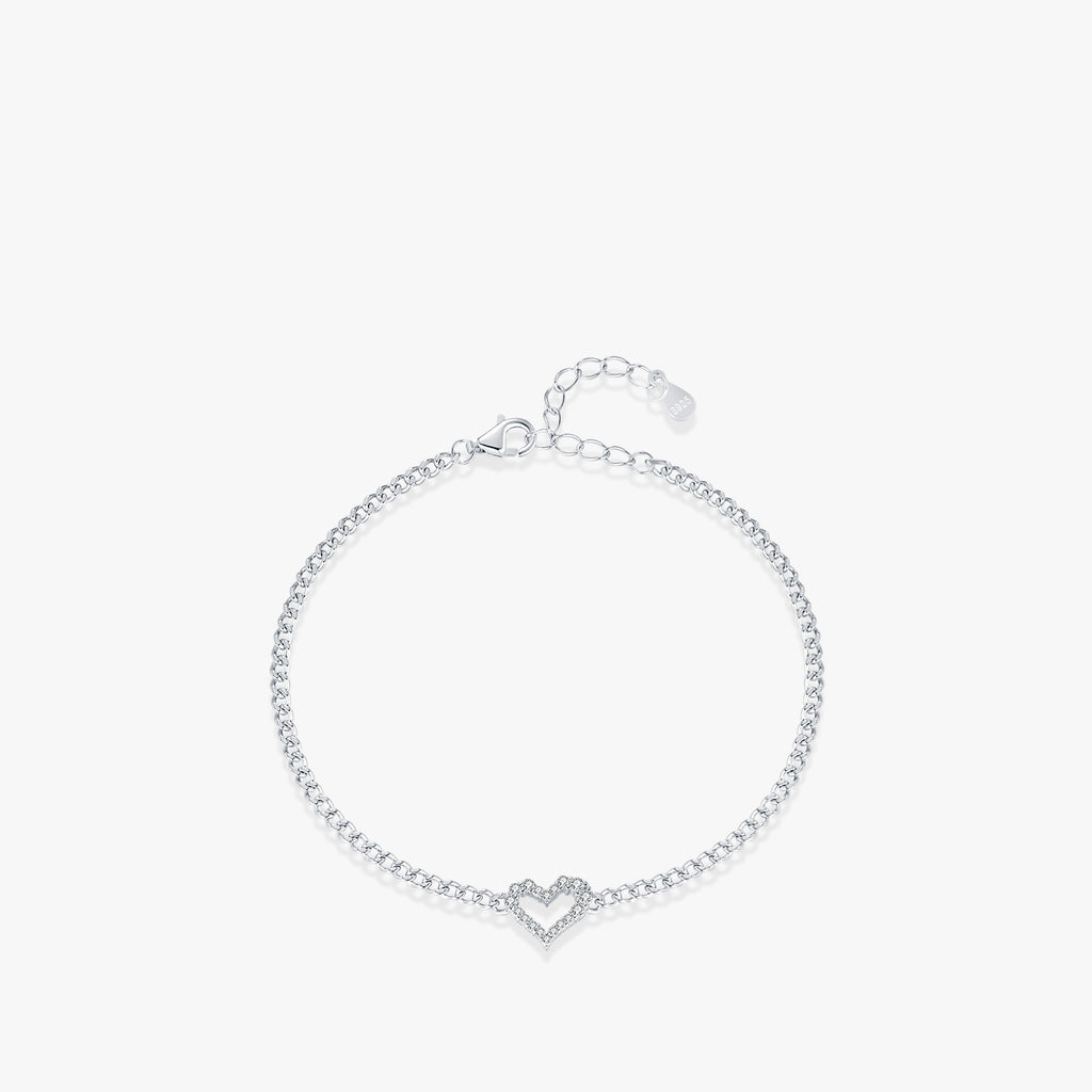Moissanit S925 Sterlingsilber Diamant Unregelmäßiges Herzarmband