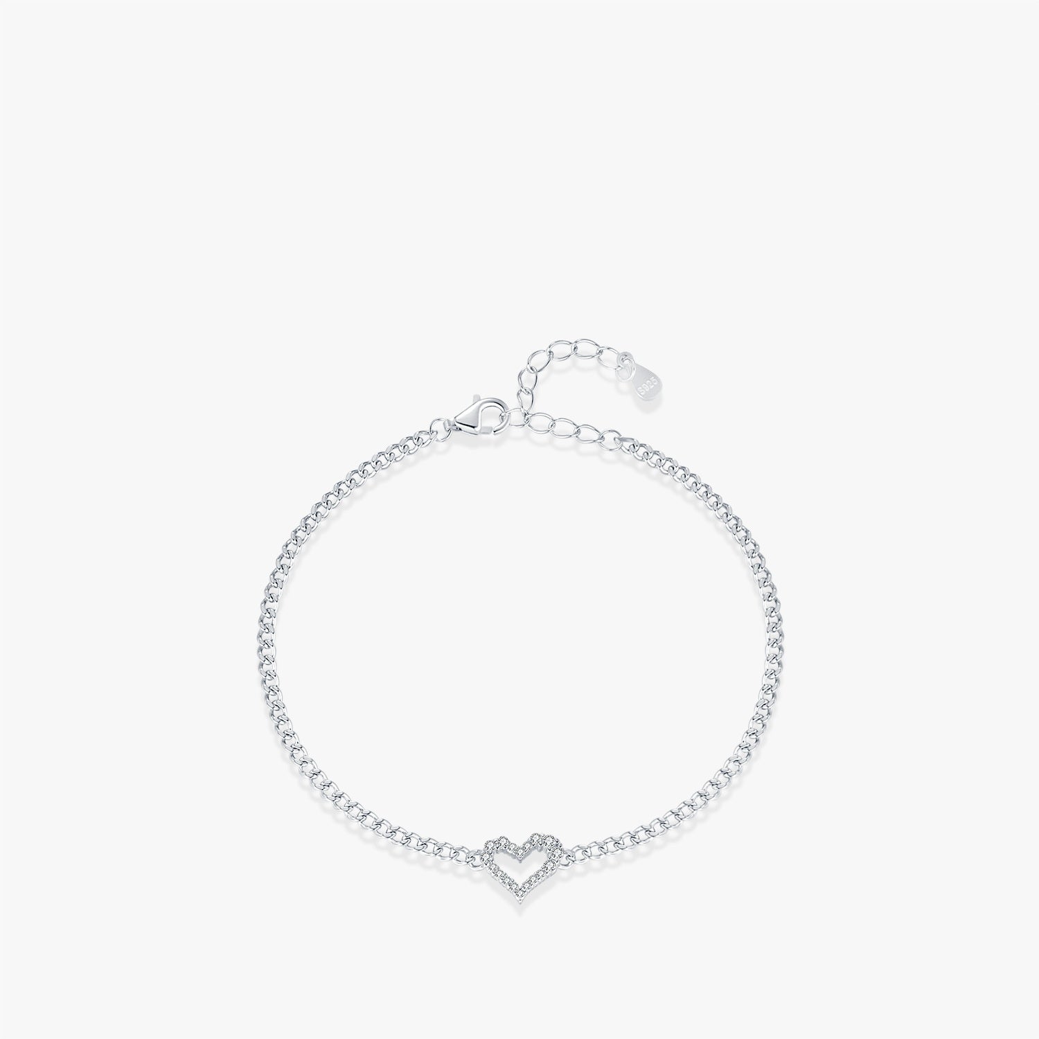 Moissanite S925 Sterling Silver Diamond Irregular Heart Bracelet
