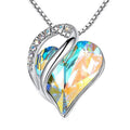Sterling Silver Geometric Heart Shape Colorful Crystal Pendant Necklace For Women