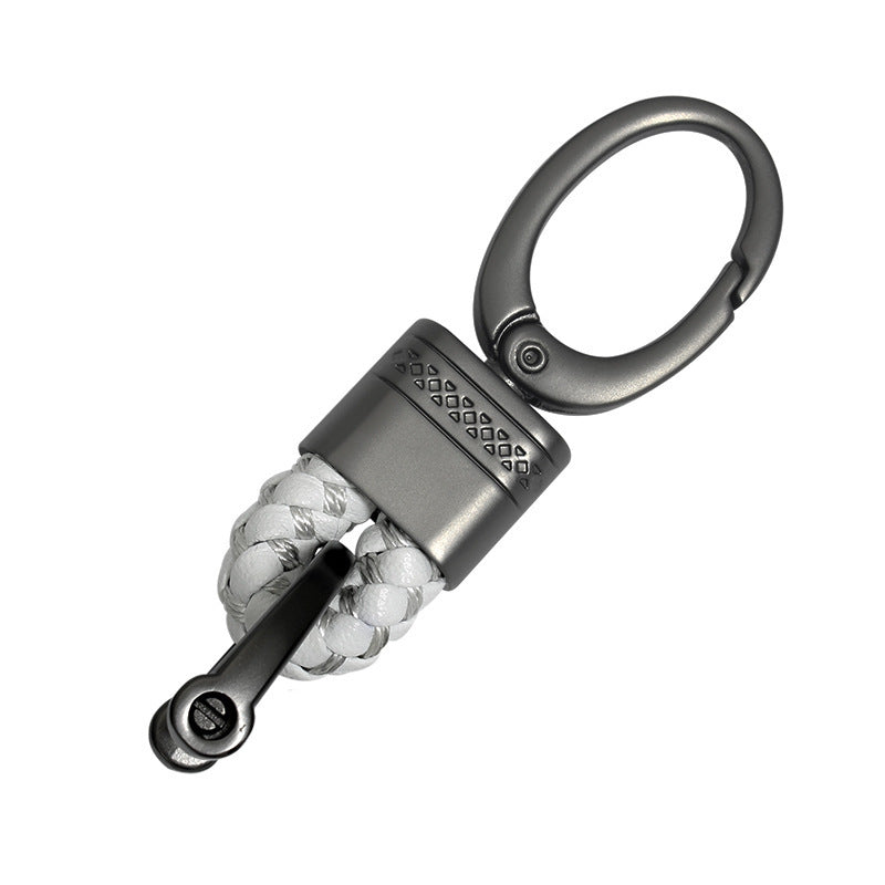 Llavero de metal creativo con cuerda trenzada para coche