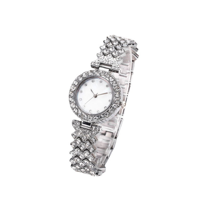 Reloj de cuarzo sencillo de aleación con diamantes para mujer