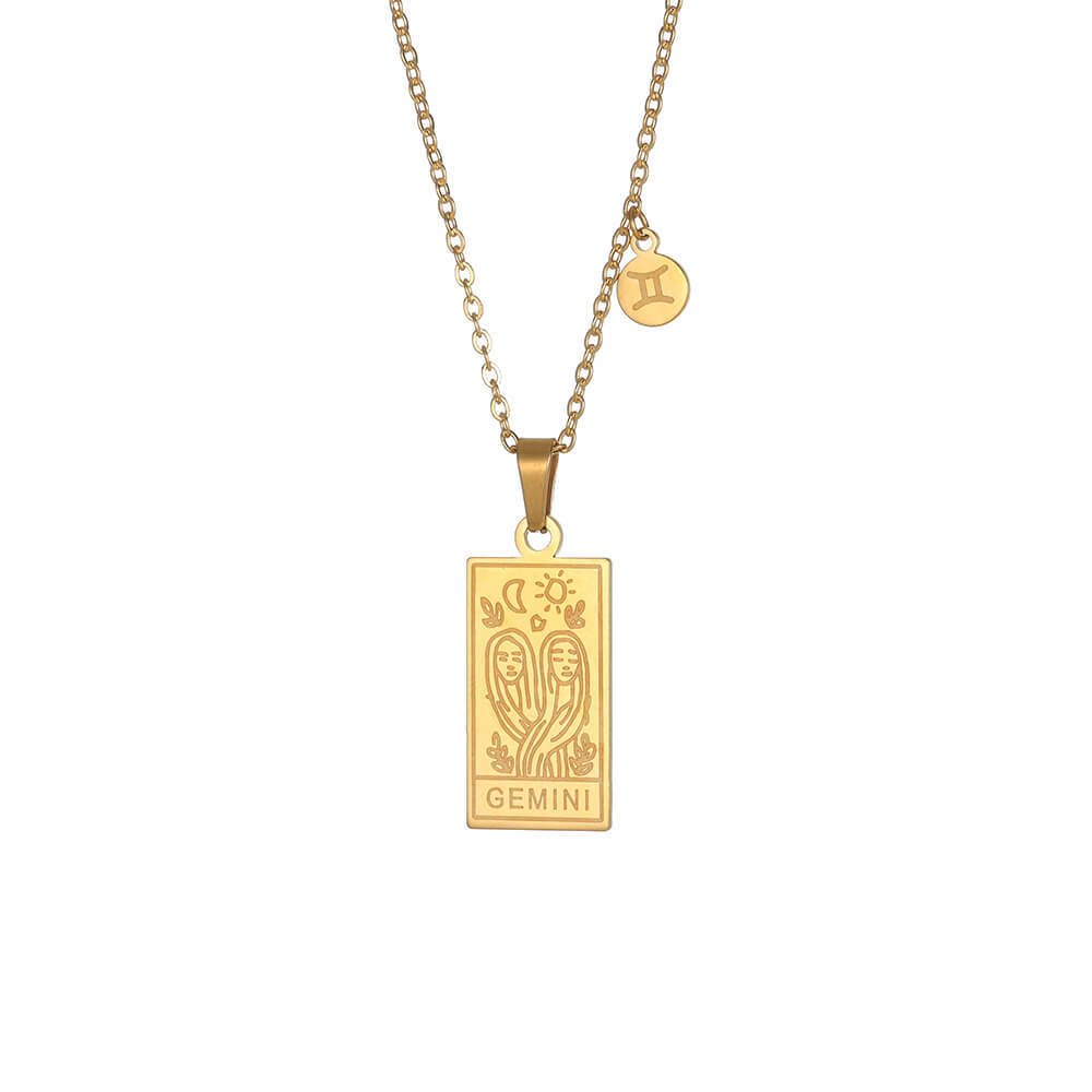 Stainless Steel Constellation Square Constellation Tag Scorpio Couple Necklace