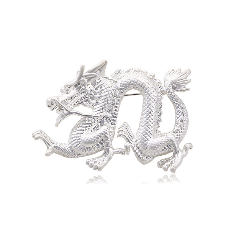 Broche retro de metal esmaltado con forma de dragón volador para hombre