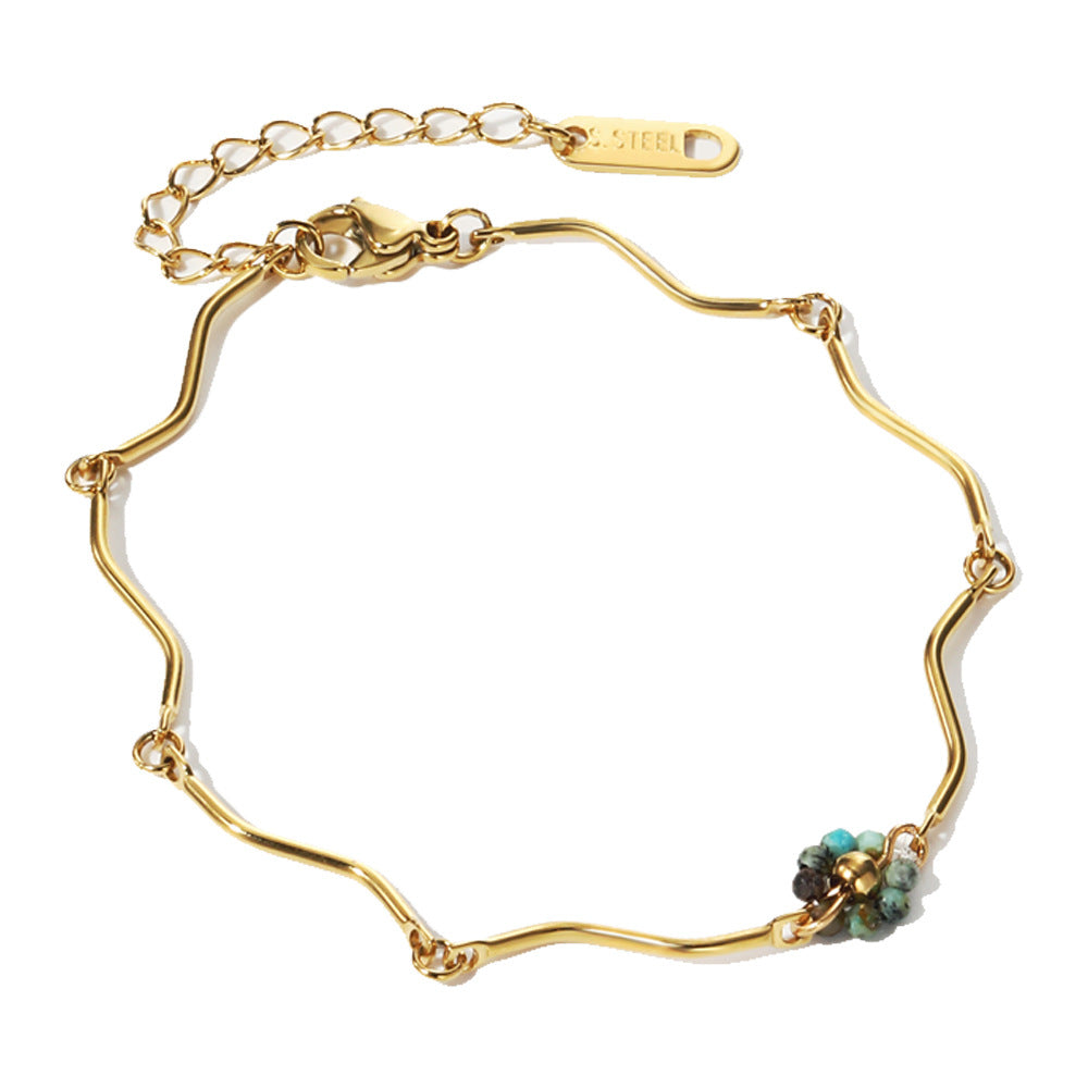 Naturstein-Titanstahl-Armband im französischen Retro-Zwillings-Design
