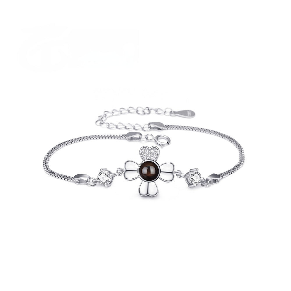 Sterling Silver Bracelet Language Photo Projection Minimalist Model