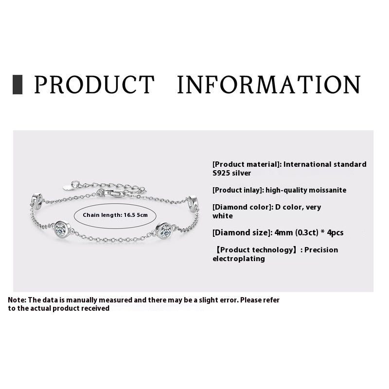 Ins Style All-match Sterling Silver Moissanite Bubble Bracelet