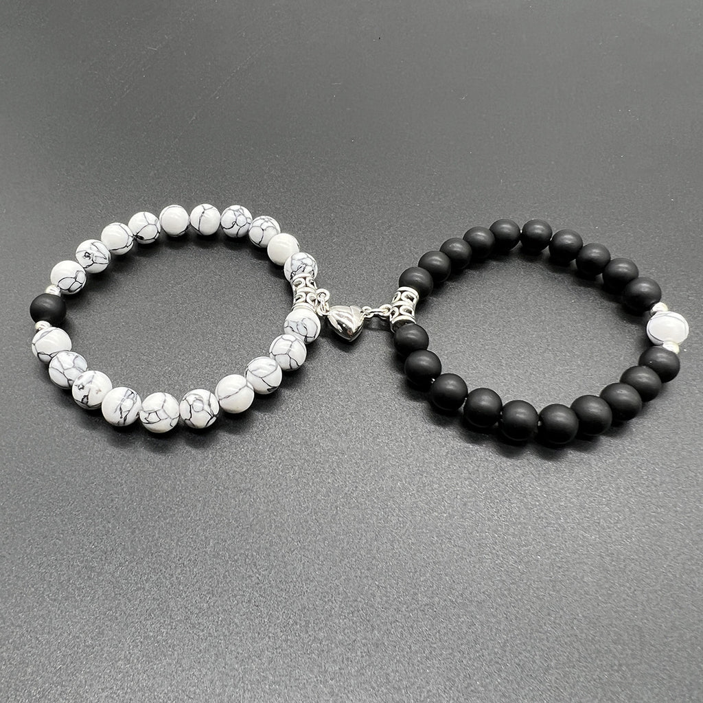 Magnetische Induktion Weiß Türkis Paar Armband