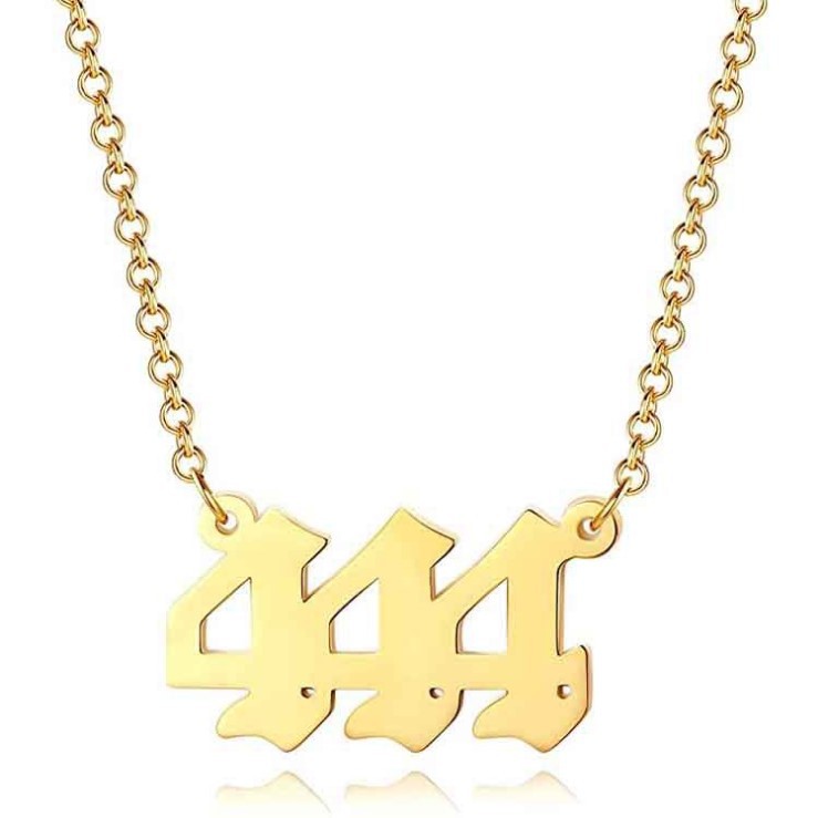 Collar corto para mujer con colgante de número angelical 0-9