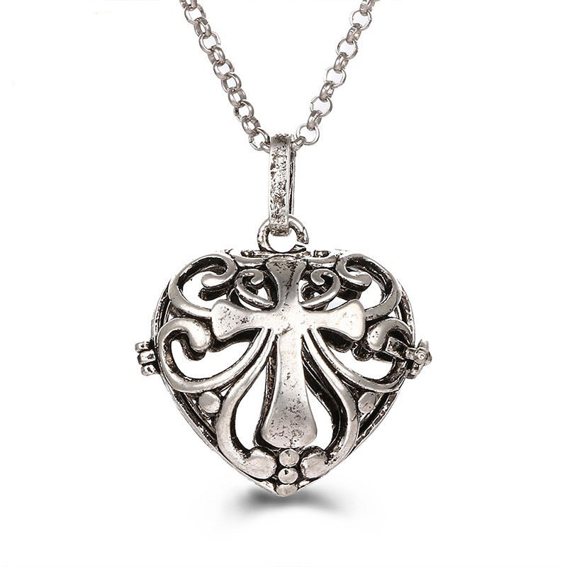 Collar hueco de aromaterapia con jaula de circonita, difusor de aceites esenciales, caja de perfume, accesorios antiguos para ropa tradicional Han