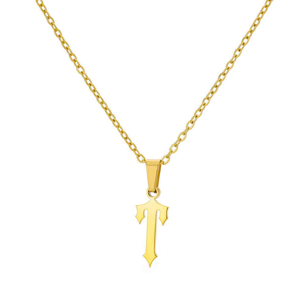 18K Gold Plating Stainless Steel Ancient English Letter Pendant Necklace