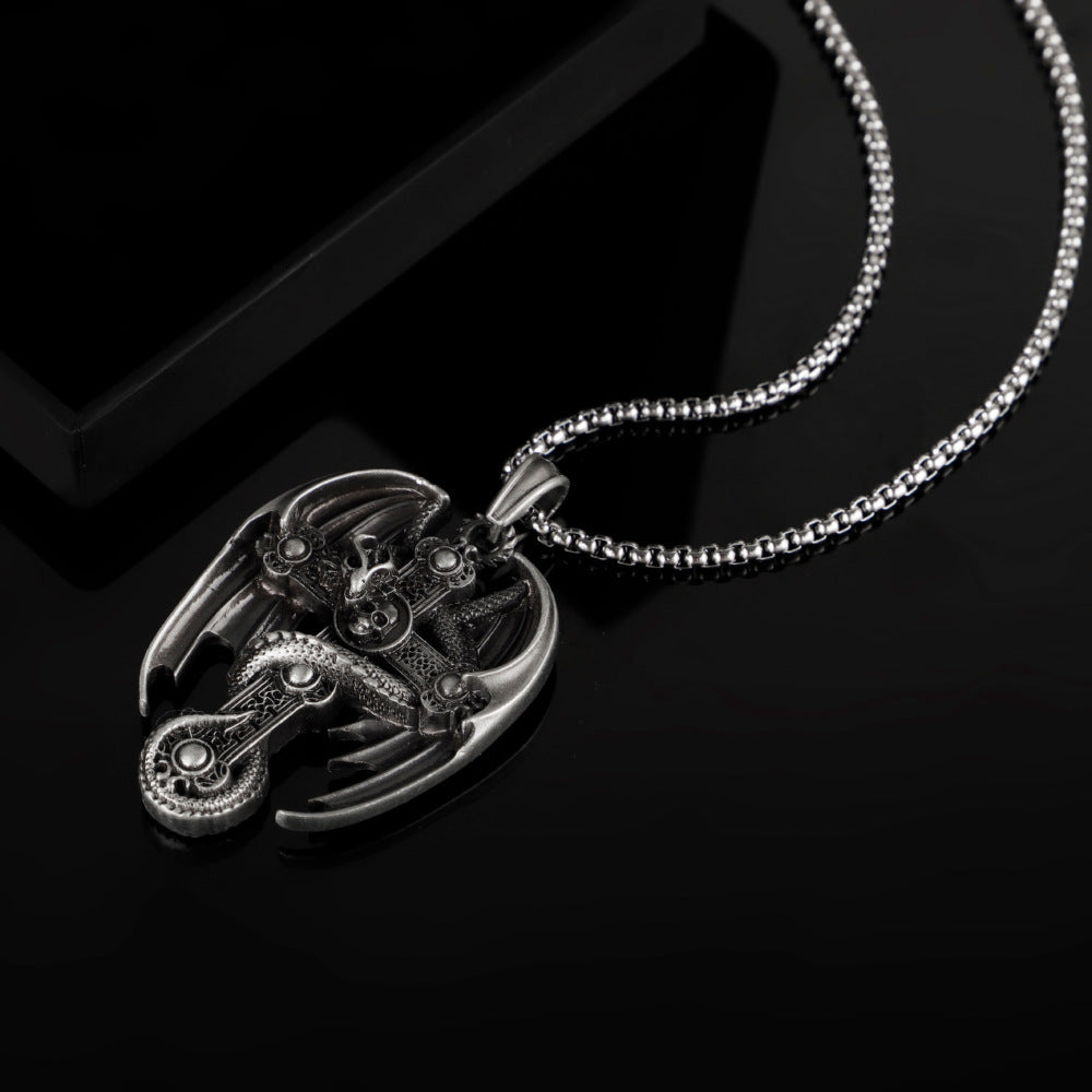 Herren Retro Edelstahl-Anhänger Pulloverkette