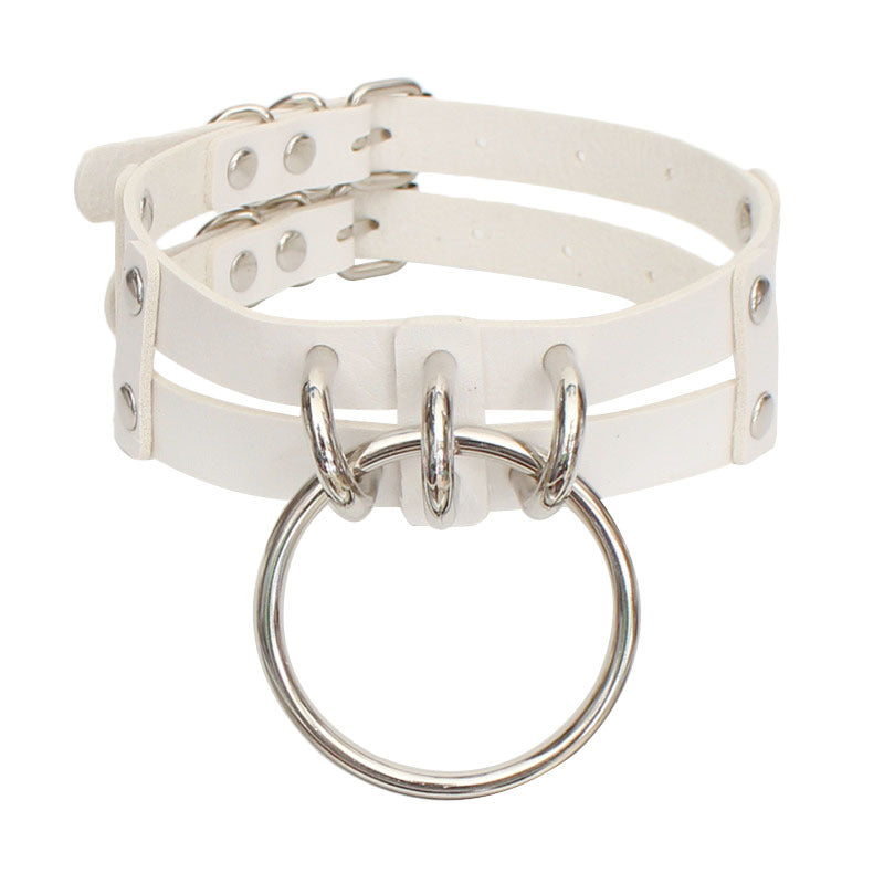 Harajuku Punk Gothic Leather Necklace O Ring Choker