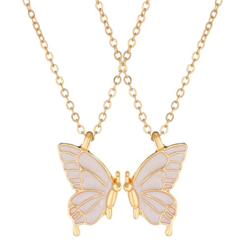 2pcs Oil Drip Butterfly Necklace Ins Creative Clavicle Chain Pendant Necklace For Women Valentine's Day Birthday Gift