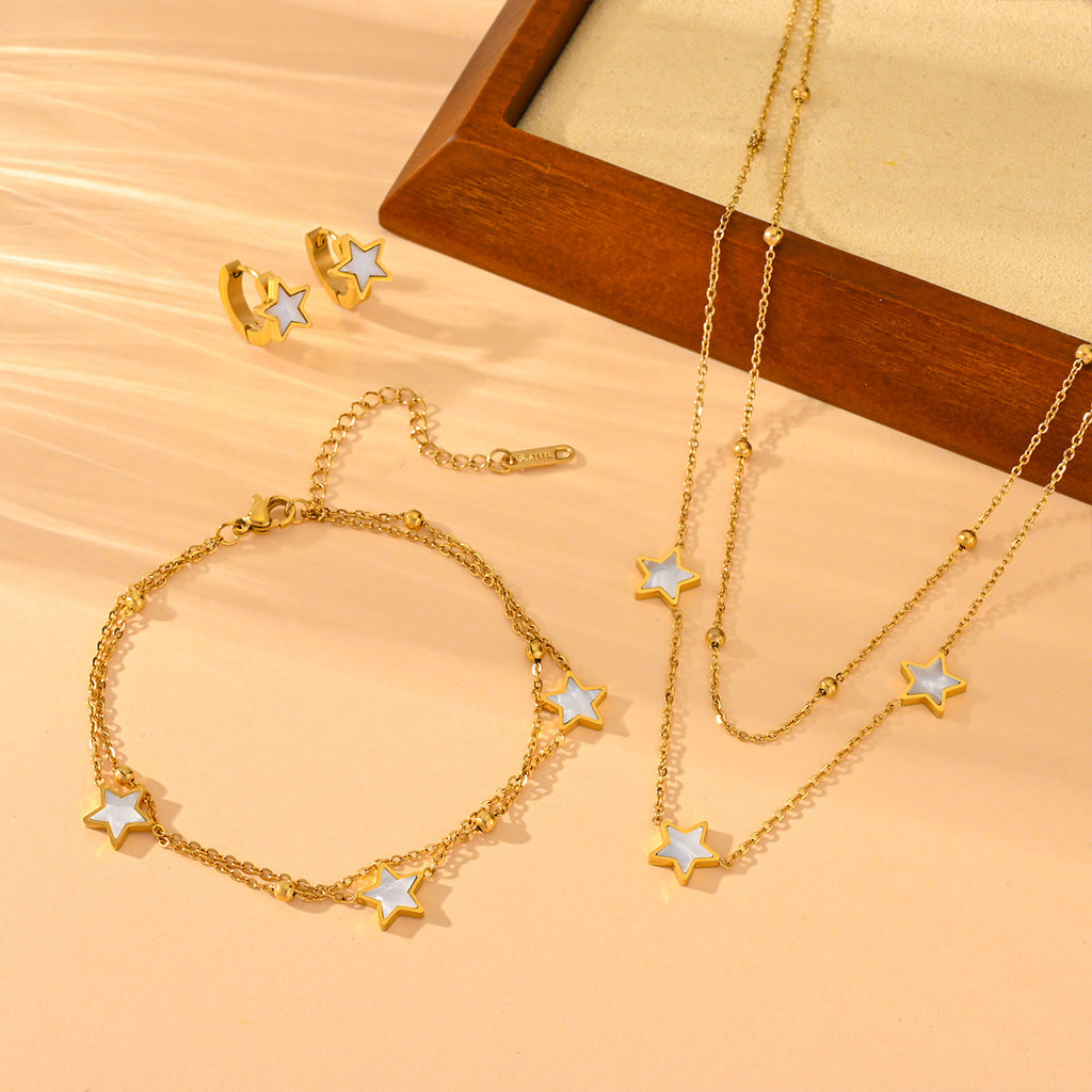 Europäischer und amerikanischer Retro 18K Gold Edelstahl Ornament Damen Schlichte Mode