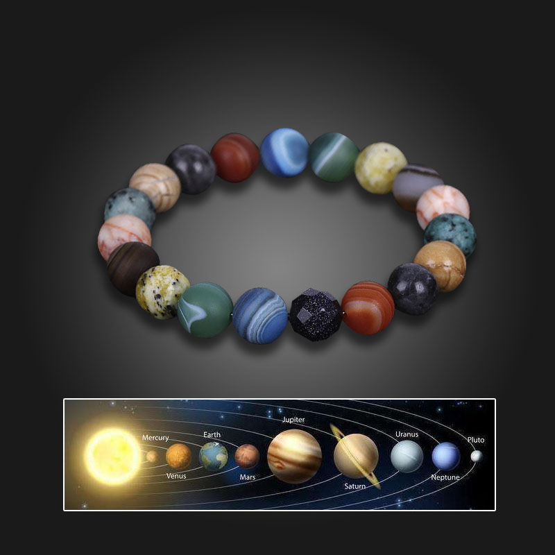 Sonnensystem Acht Steinplaneten Armband Planeten Naturstein Mala Perlen Armband Für Männer Frauen Handgemachtes Universum Solar Chakra Armband Schmuck