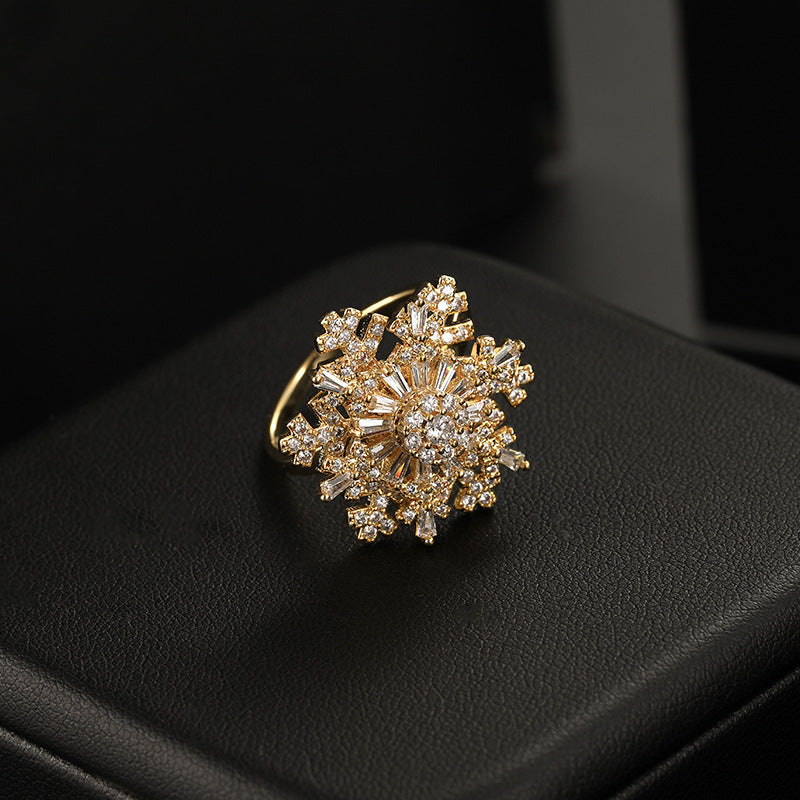 Anillo Giratorio de Copo de Nieve para Mujer