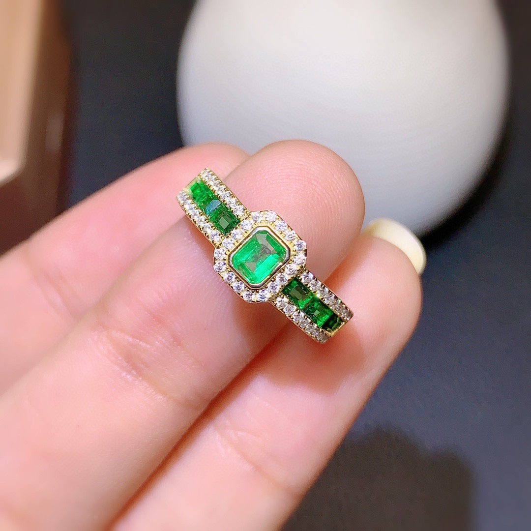 Natürlicher Kolumbianischer Smaragdring für Damen