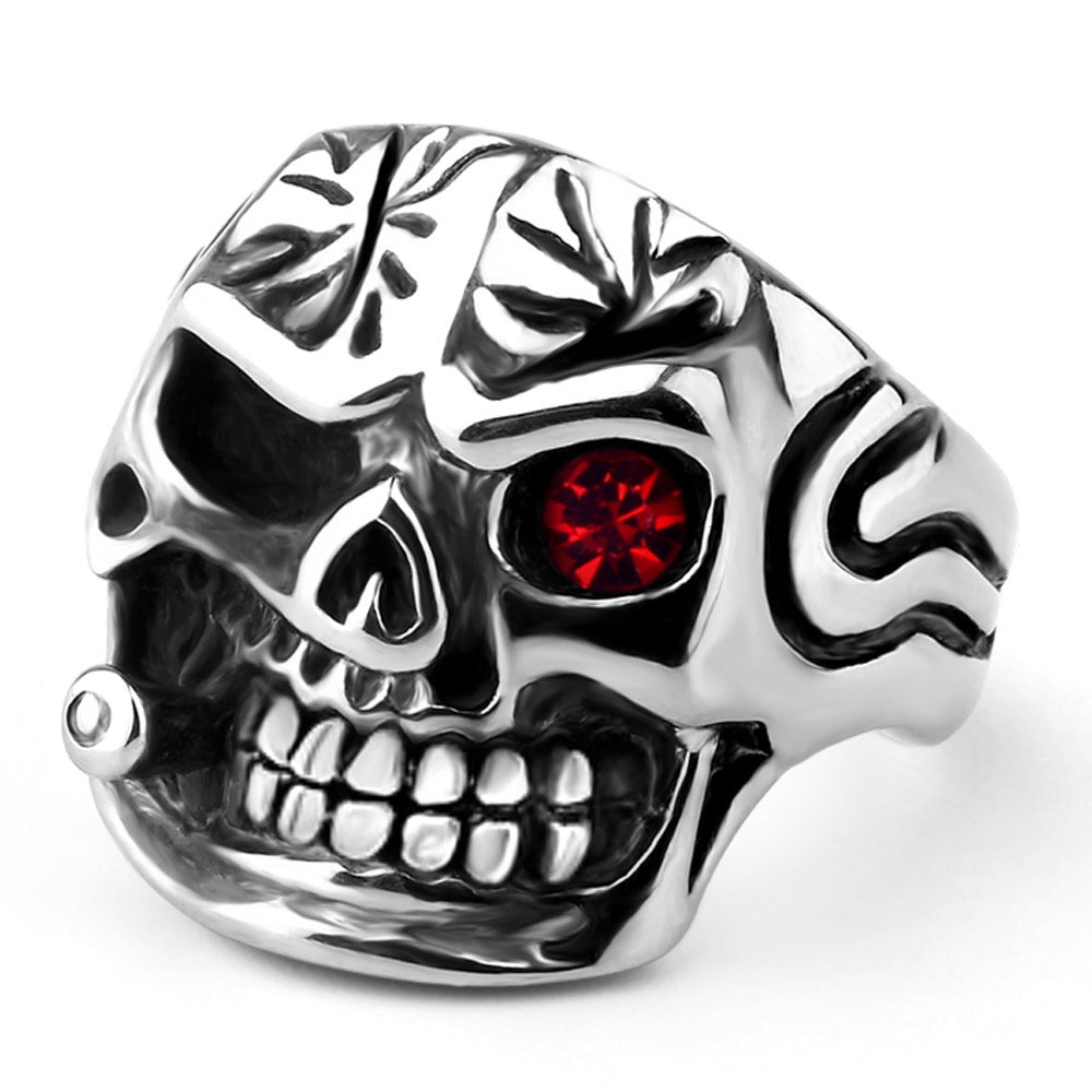 Totenkopf-Stahlring Personalisierter Punk-Herrenring Schmuck