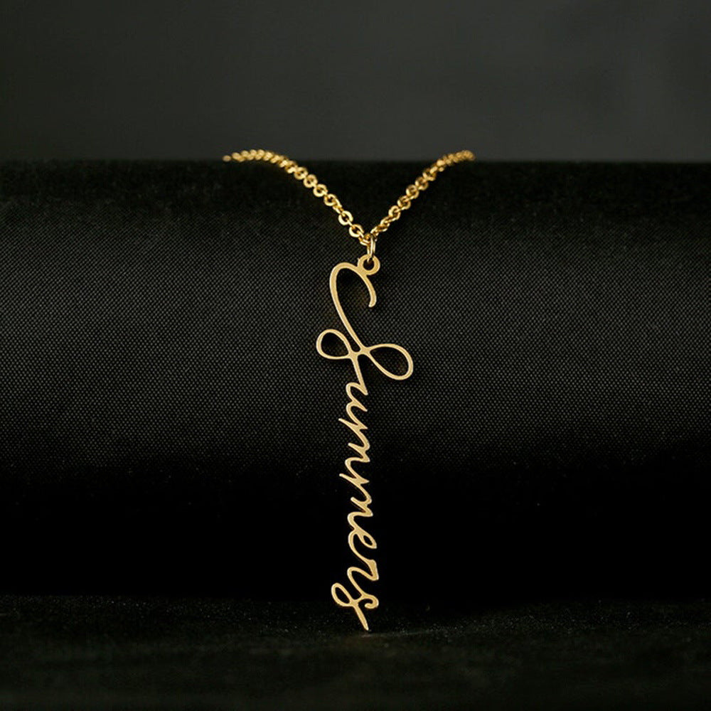 Handmade Vertical Name Signature Letter Necklace