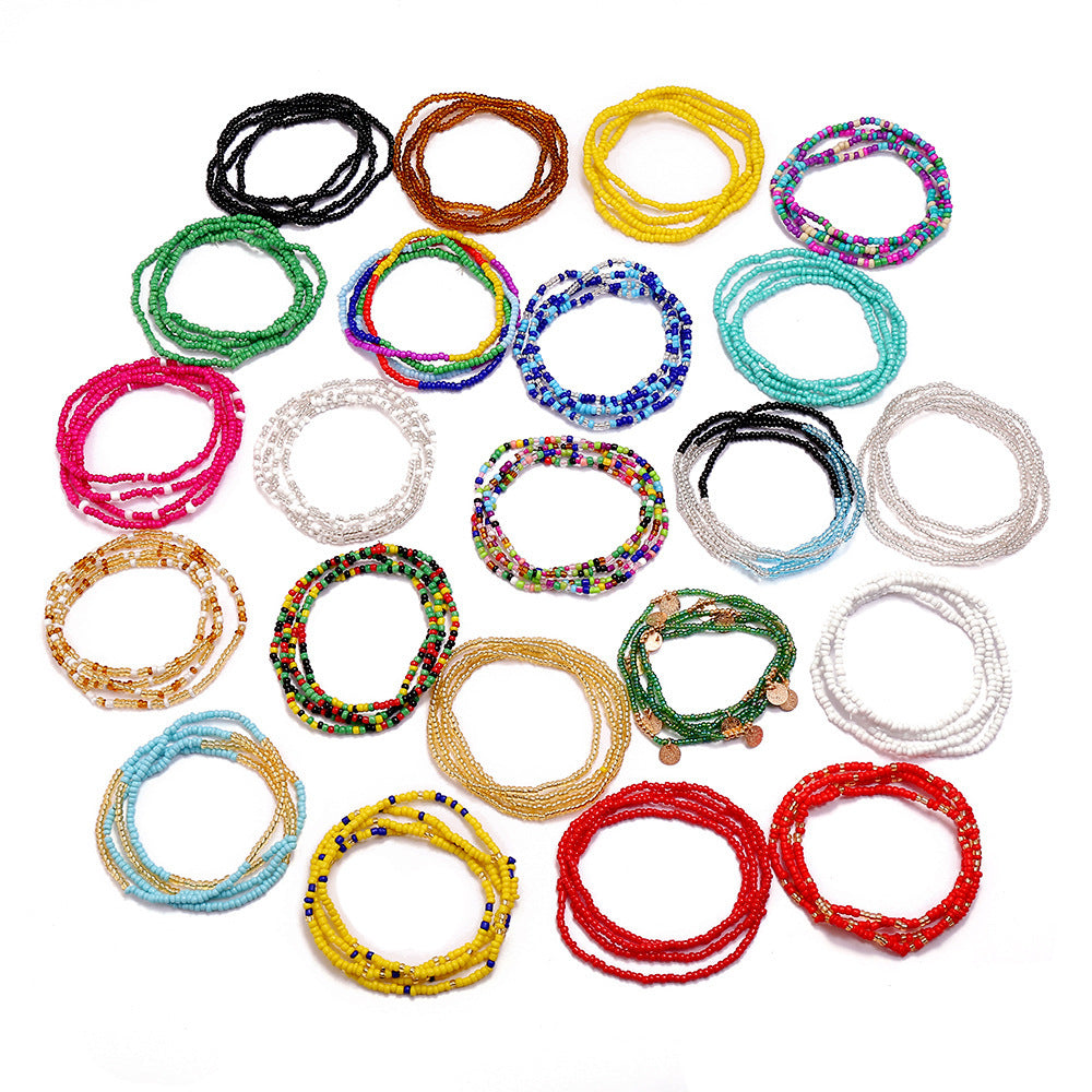 Women's Colorful Beaded Elastic Waist Chain