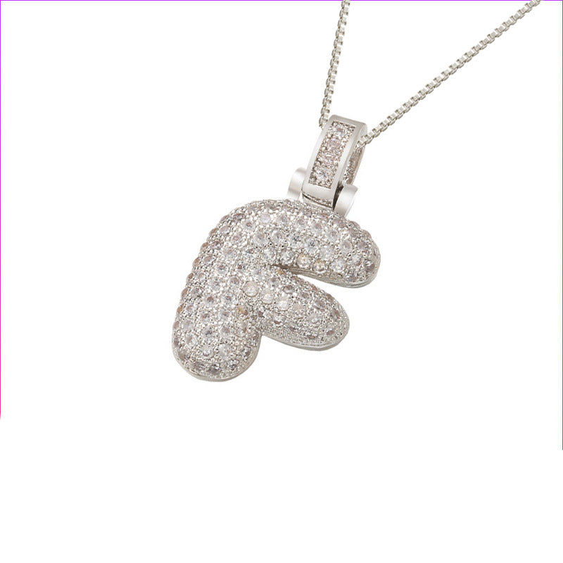 Schlüsselbeinkette Kupfer Mikro-intarsierte Zirkon 26 Buchstaben-Anhänger-Halskette für Frauen Geburtstag Schmuck Geschenke