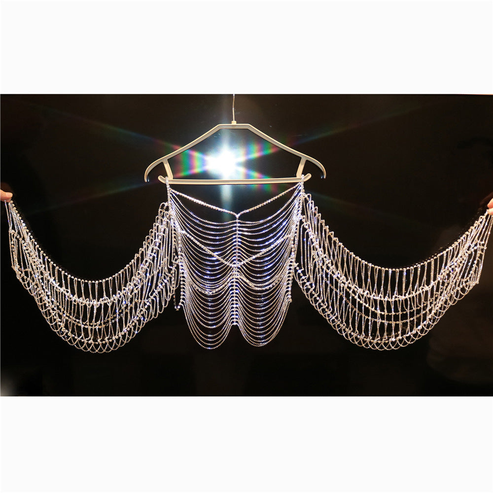 Cadena Corporal de diamantes de imitación multicapa brillante para discoteca