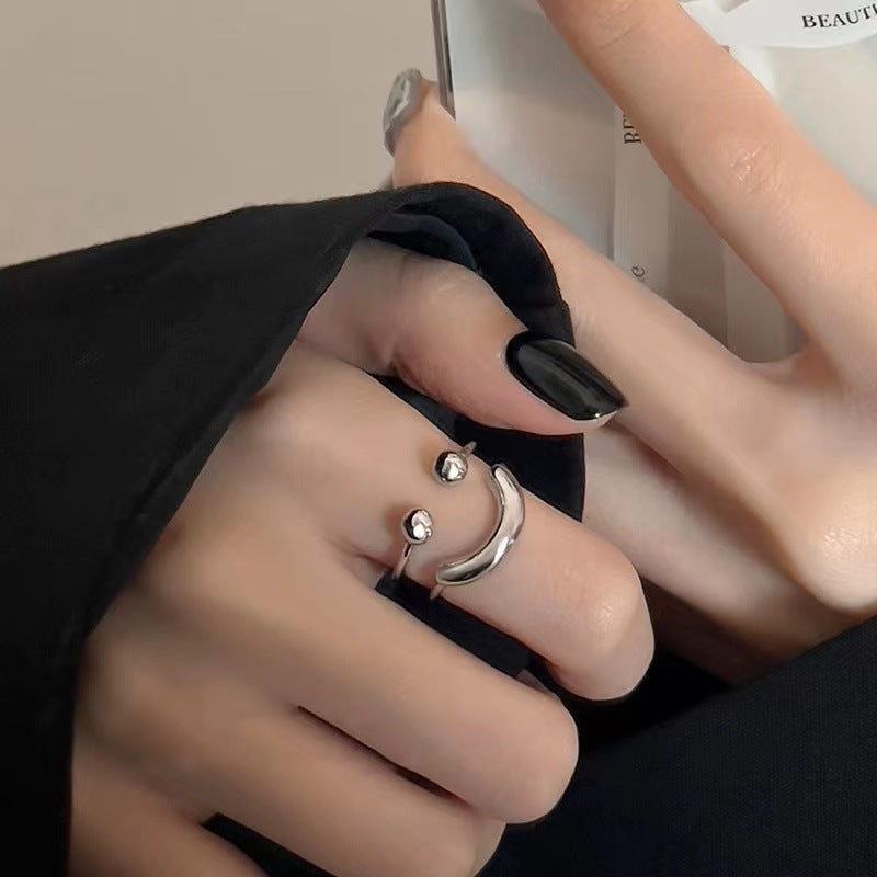 Modeschmuck Einfacher Öffnungsring Smiley-Gesicht Offene Ringe für Frauen Mädchen Süßes Happy Face Verstellbar