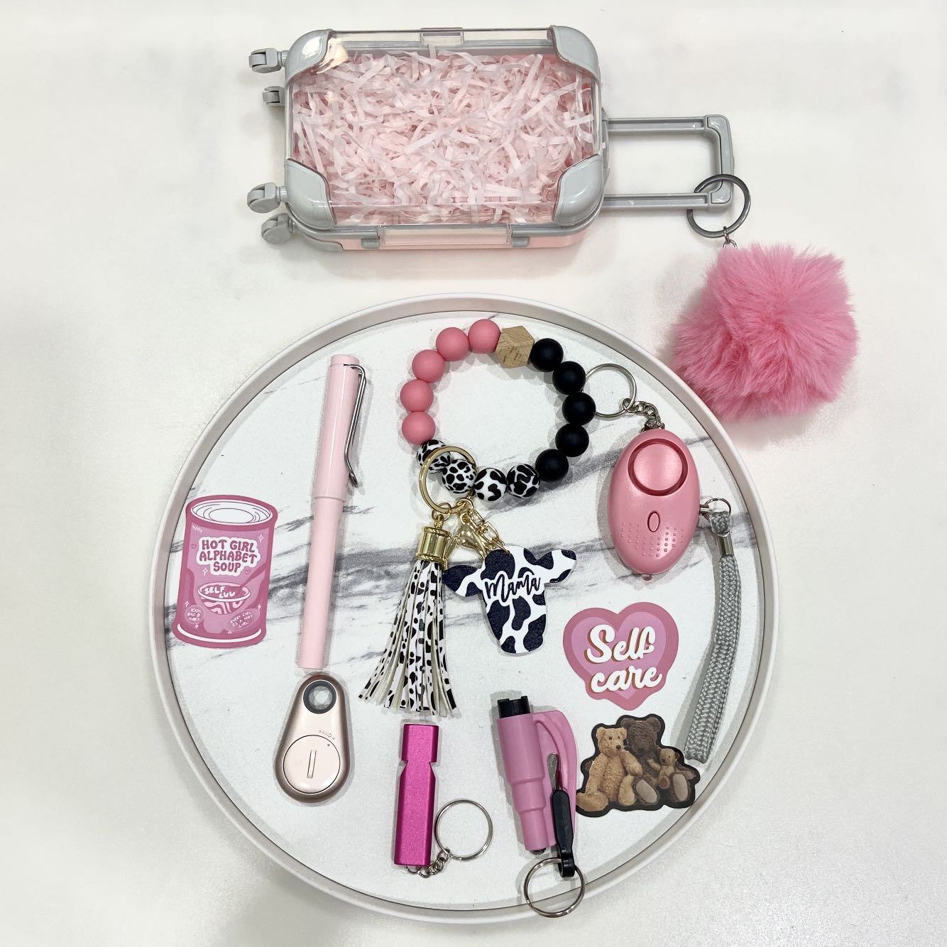 Mini maleta de juguete - Llavero con estampado de vaca