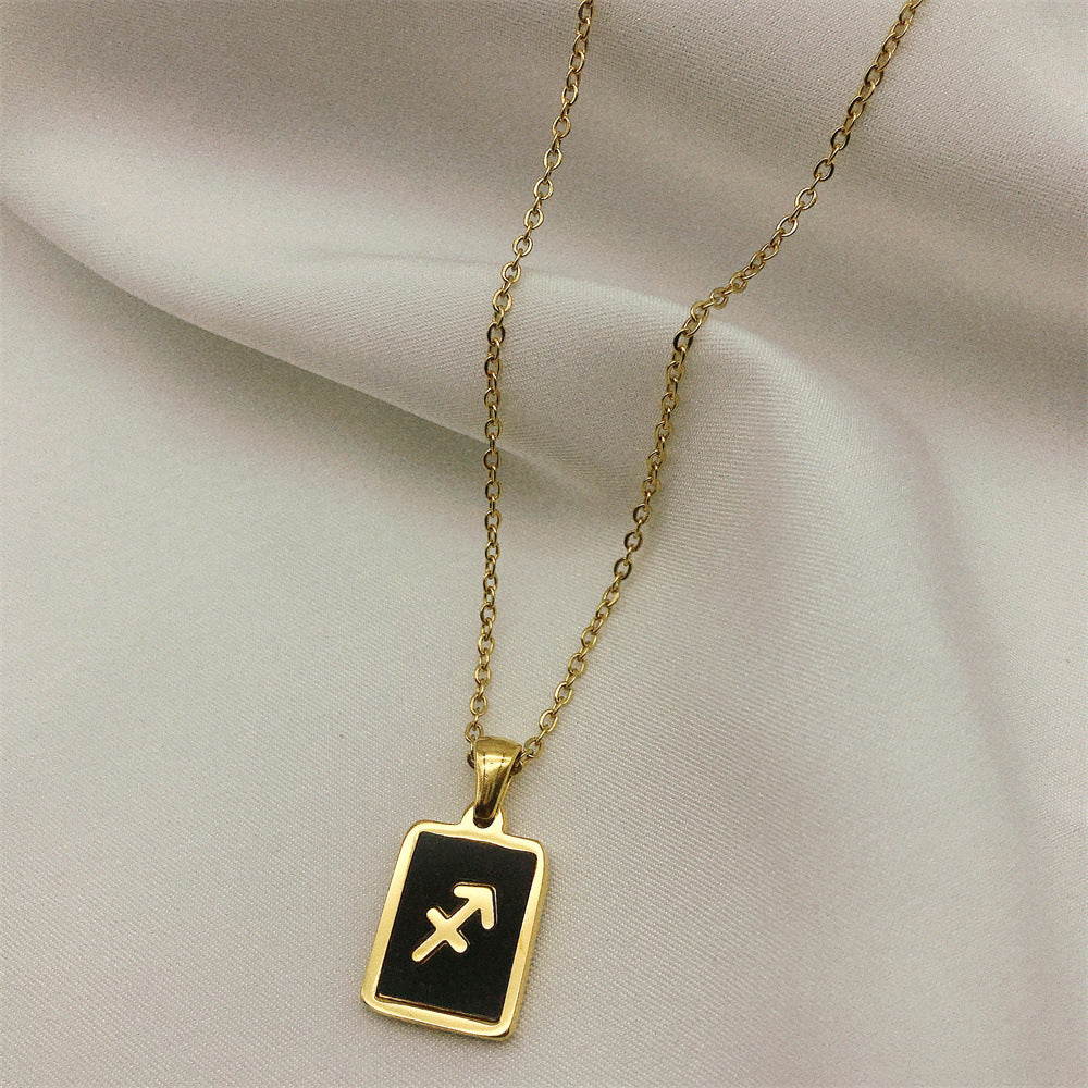 Square Plate Twelve Constellation Rune Necklace