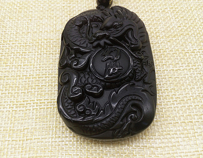 Obsidian Anhänger Drachen Anhänger Halskette