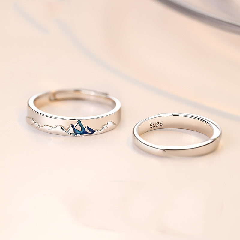 Anillo de pareja Crepúsculo Un par de anillos de plata para hombre y mujer