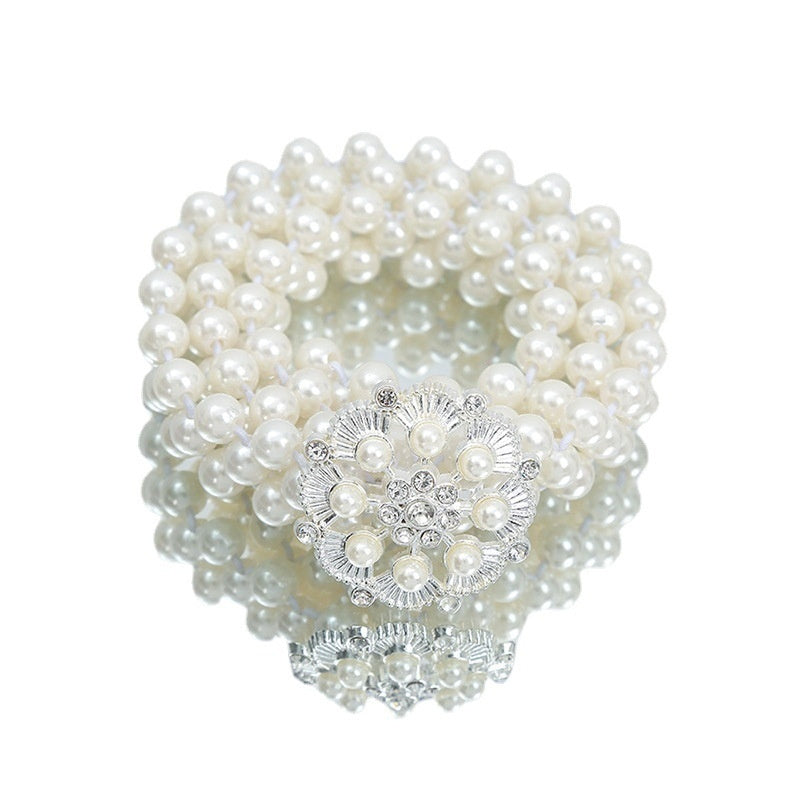 Joyería de moda para mujer, cadena de cintura con perlas blancas