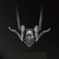 Collar punk de plata 925 antiguo con colgante incrustado de oro de 18k