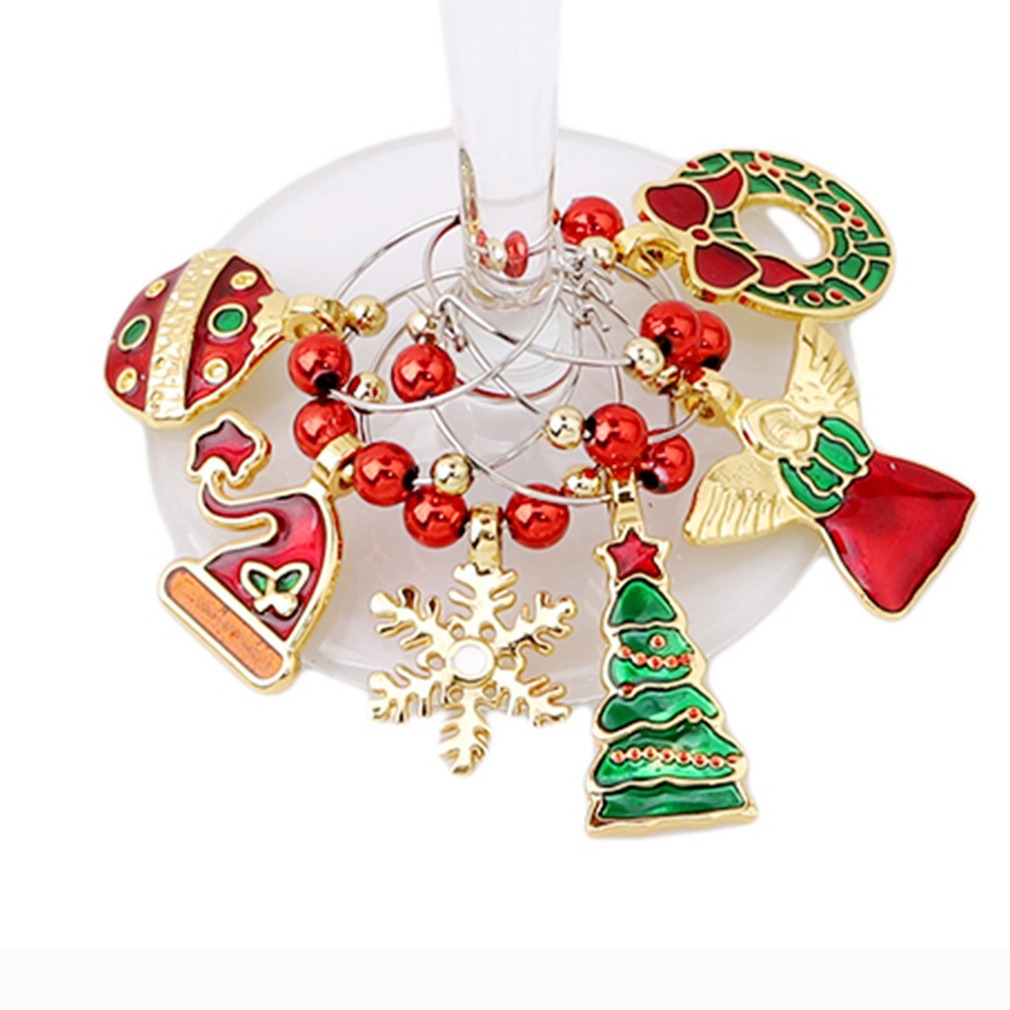 Weihnachts-Weinglas-Anhänger-Dekorations-Charme Tisch
