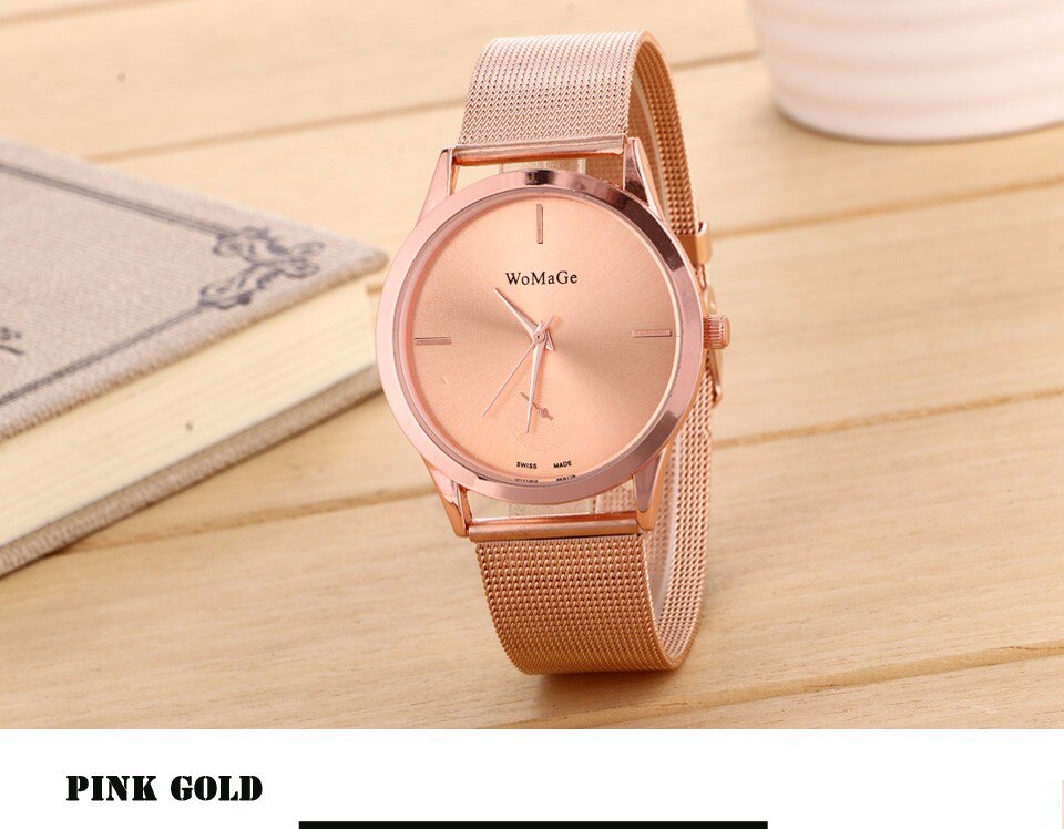 Reloj de aleación de moda con correa de malla, unisex, para mujer, estilo minimalista, de cuarzo, relogio feminino, saat, relojes para mujer