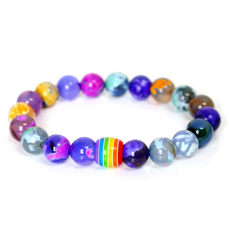 Regenbogen Perlenarmband Stolz Naturstein Strang Paar Armbänder