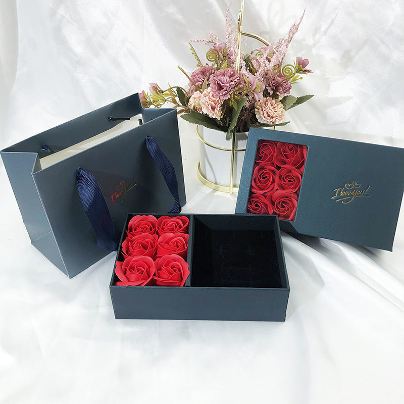 Exquisites Pärchen-Ring-Halskette-Ohrstecker-Schmuckset Geschenkbox