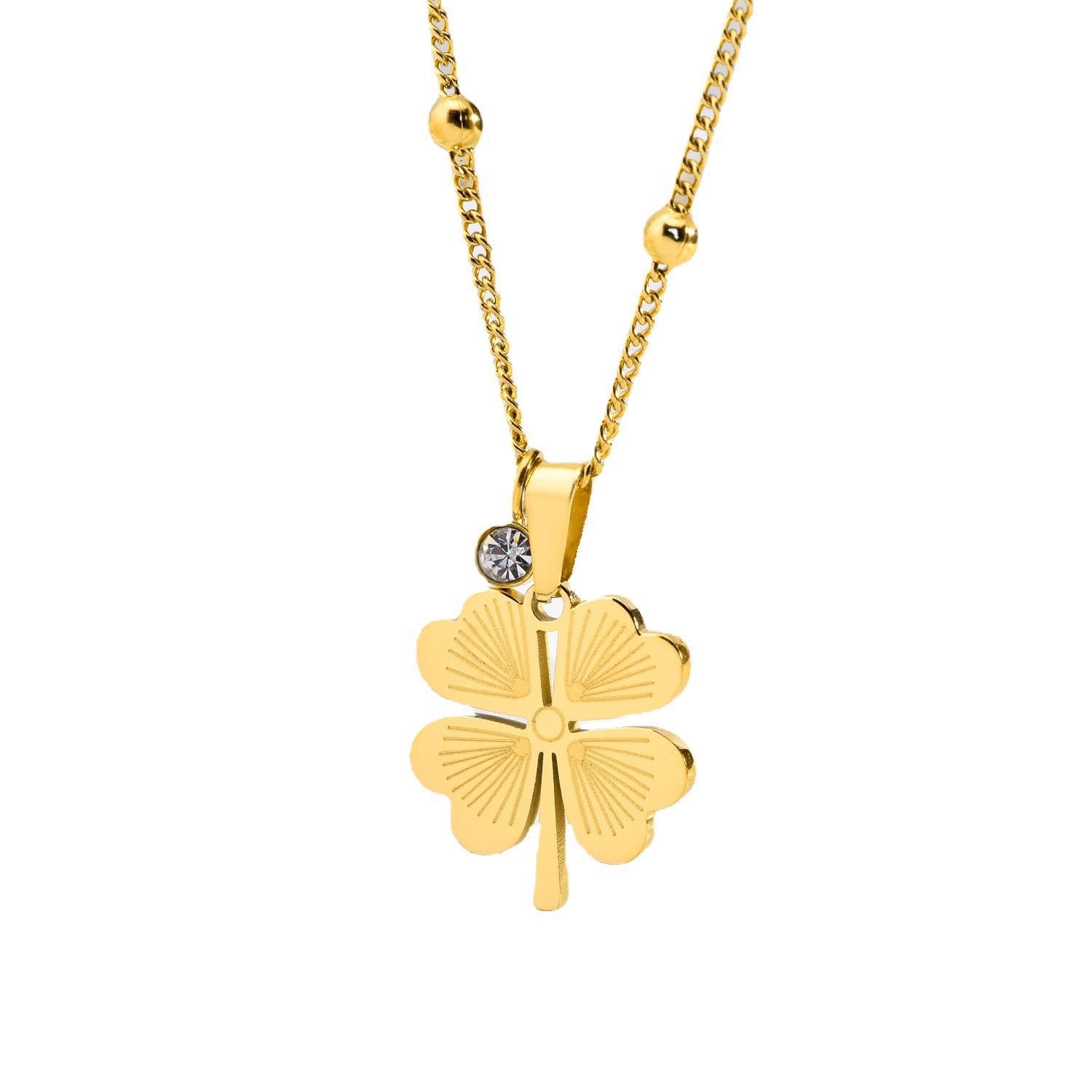 Diamond Hollow Pattern Love Clover Necklace