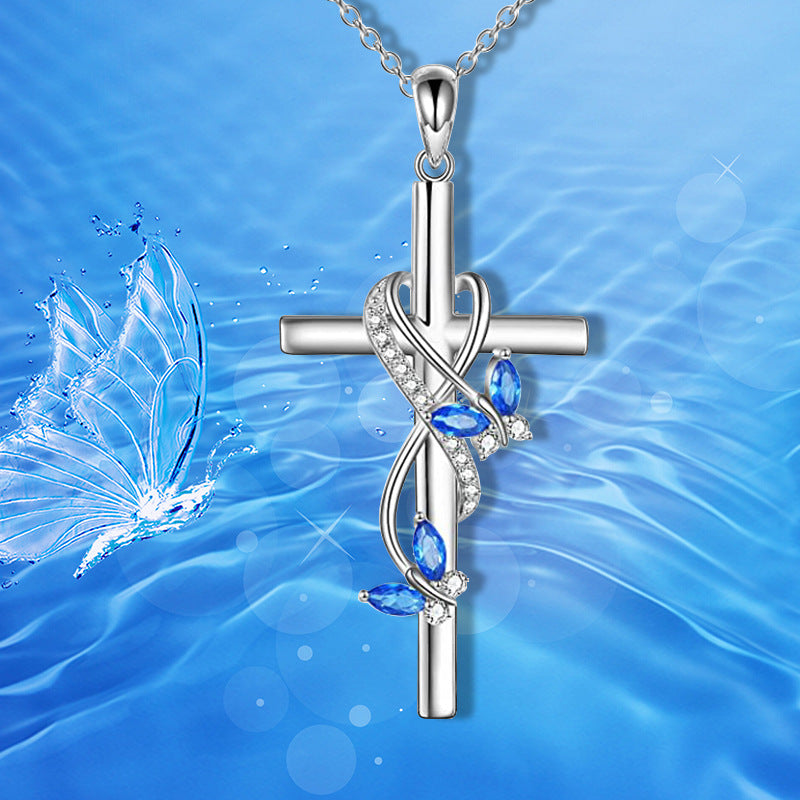 Damenkette Eleganter Schmetterlings-Kreuz-Anhänger