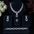 Exaggerated Water Drop Zircon Necklace Earrings Bracelet Ring Four-piece Set