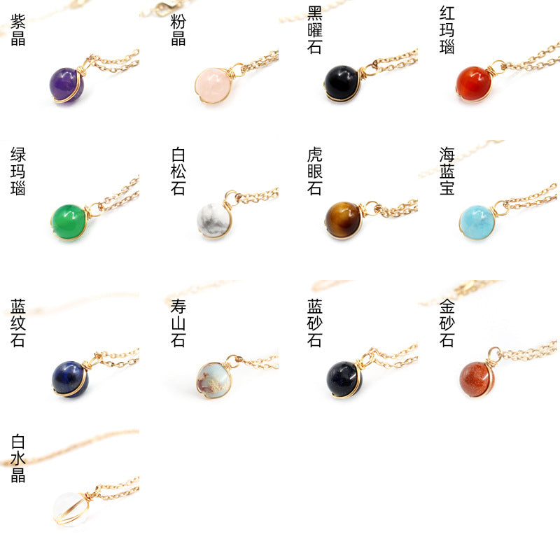 Wickel-Anhänger, natürlicher Kristall, roter Achat, Halskette, Glaskugel-Anhänger, Halskette, Damenschmuck, Geschenk