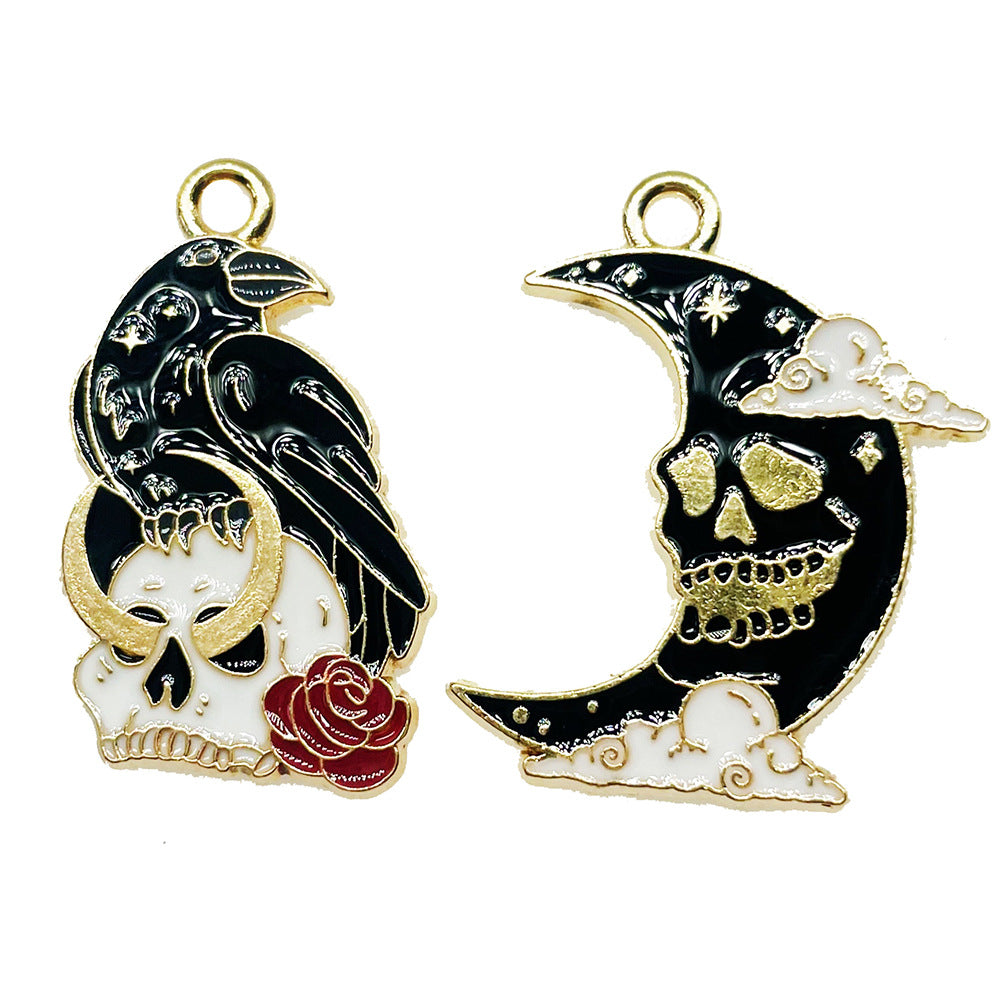 Halskette mit Anhänger im Gothic-Stil mit schwarzer Krähe