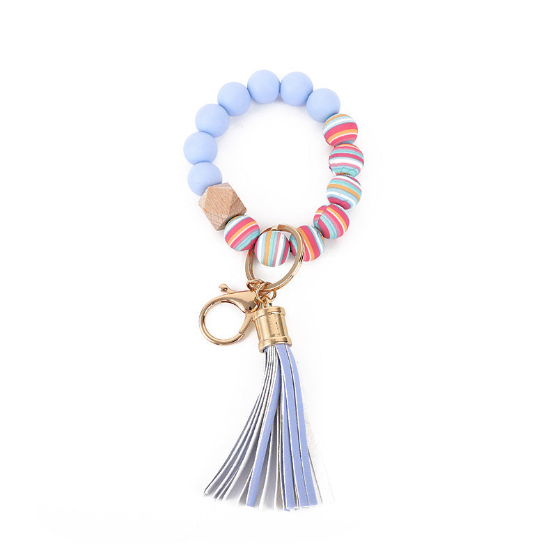 Color del llavero de muñeca con cuentas de silicona